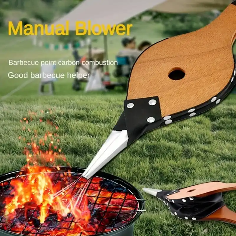Handcrafted Wooden Fireplace Bellows Efficient Airflow Pump For Bbqs And Fireplaces