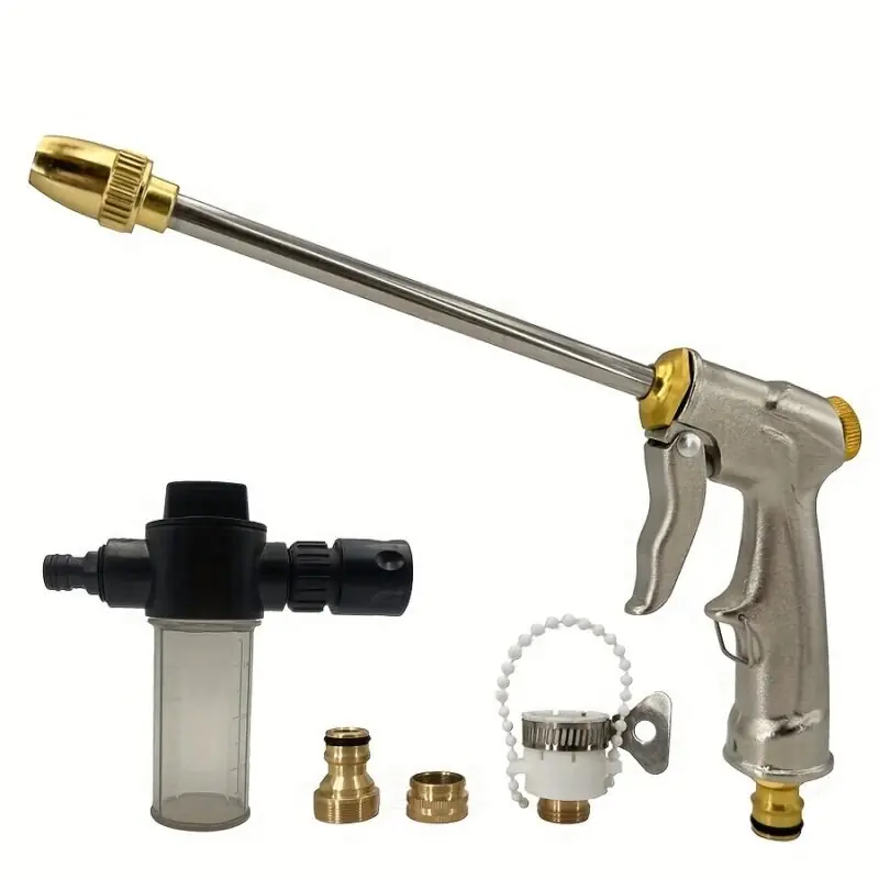 Highpressure Adjustable Brass Hose Nozzle With Foam Sprayer For Garden Car