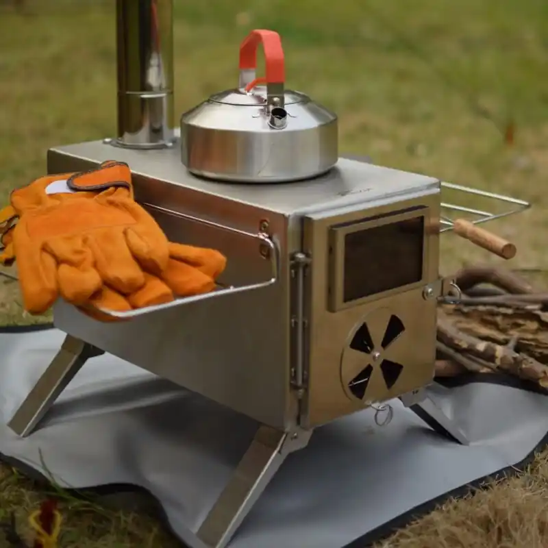 Compact Stainless Steel Camping Stove With Chimney Perfect For Outdoor Enthusiasts