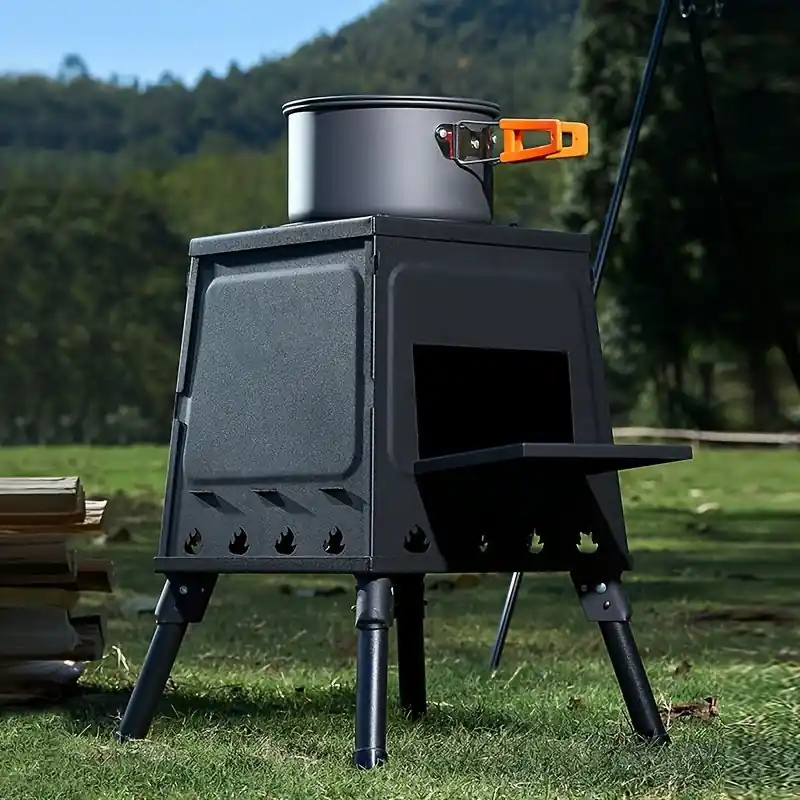 Compact Portable Folding Wood Burning Stove Ideal For Camping Home Cooking