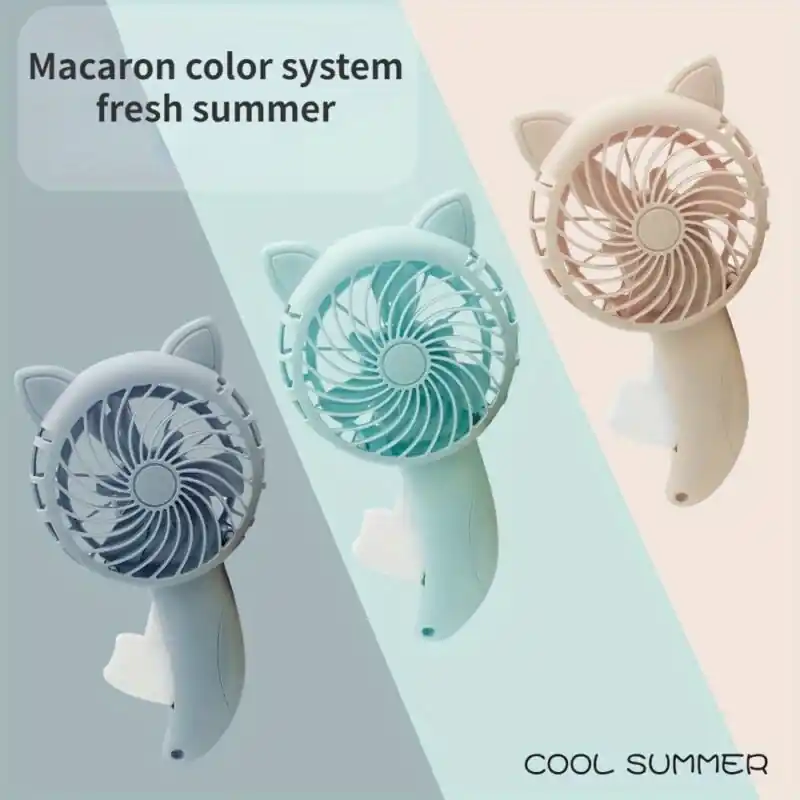 Batteryfree Handheld Fan Cute Cartoon Design For Travel Outdoor Cooling