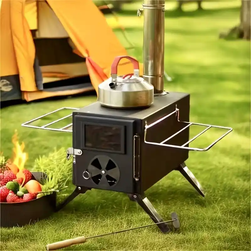 Portable Carbon Steel Woodburning Stove For Camping Outdoor Cooking