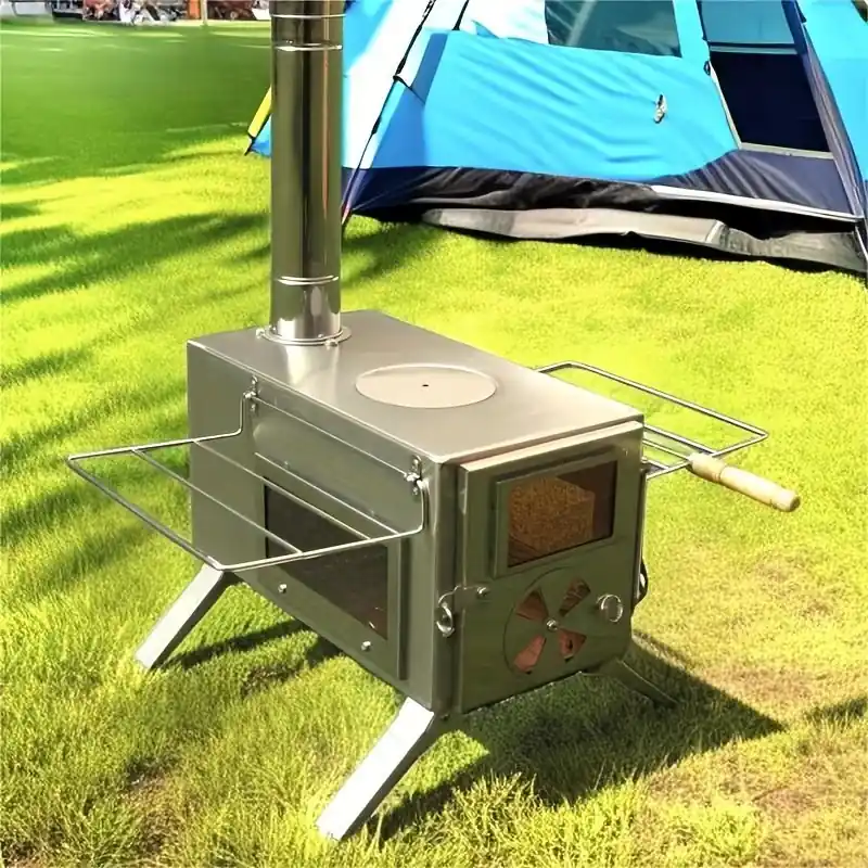 304 Stainless Steel Portable Wood Stove Camping Tent Heater Combo