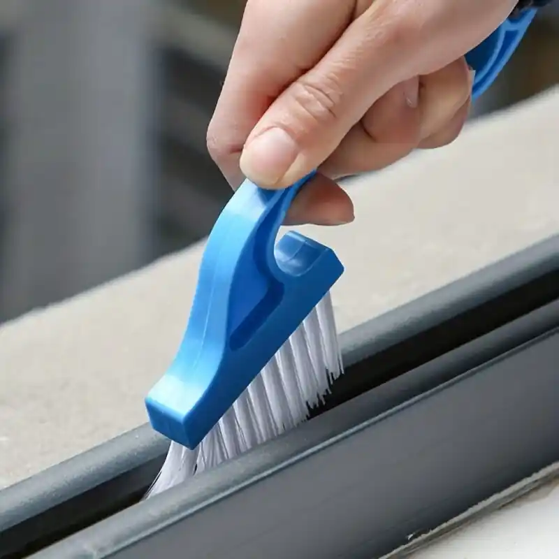 Blue Handheld Groove Gap Window Door Track Cleaning Brush Tool