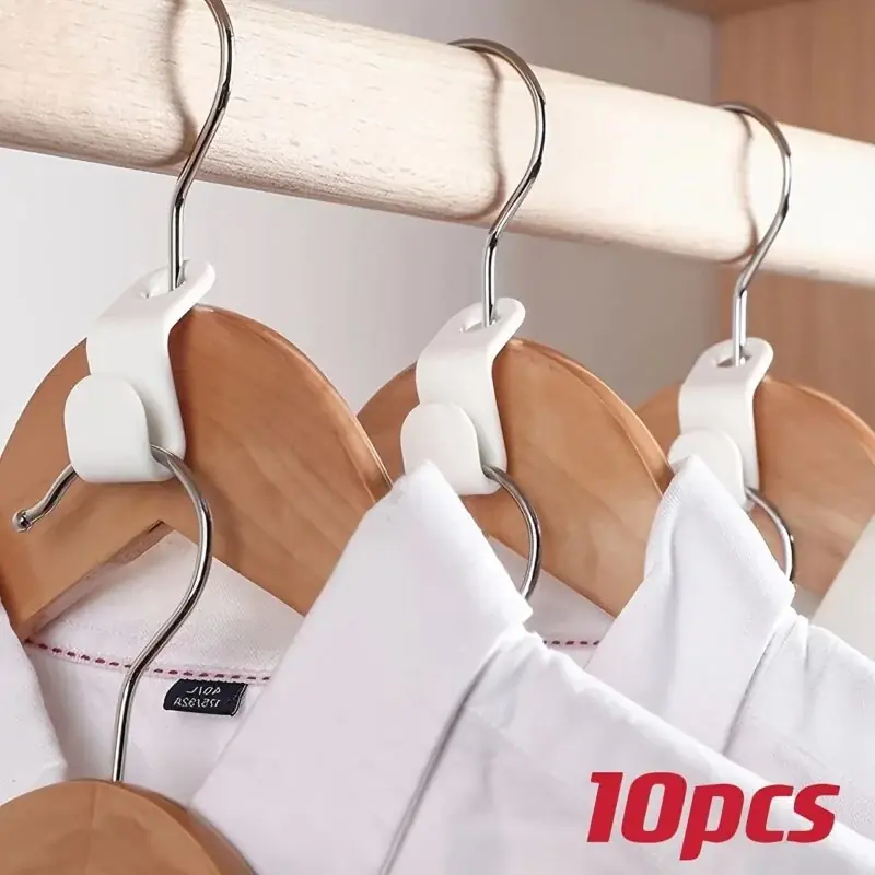 10pcs Plastic Stackable Hanger Connection Hooks For Closet Organization