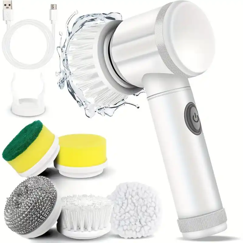 7in1 Electric Spin Scrubber Cordless Power Brush With 5 Heads