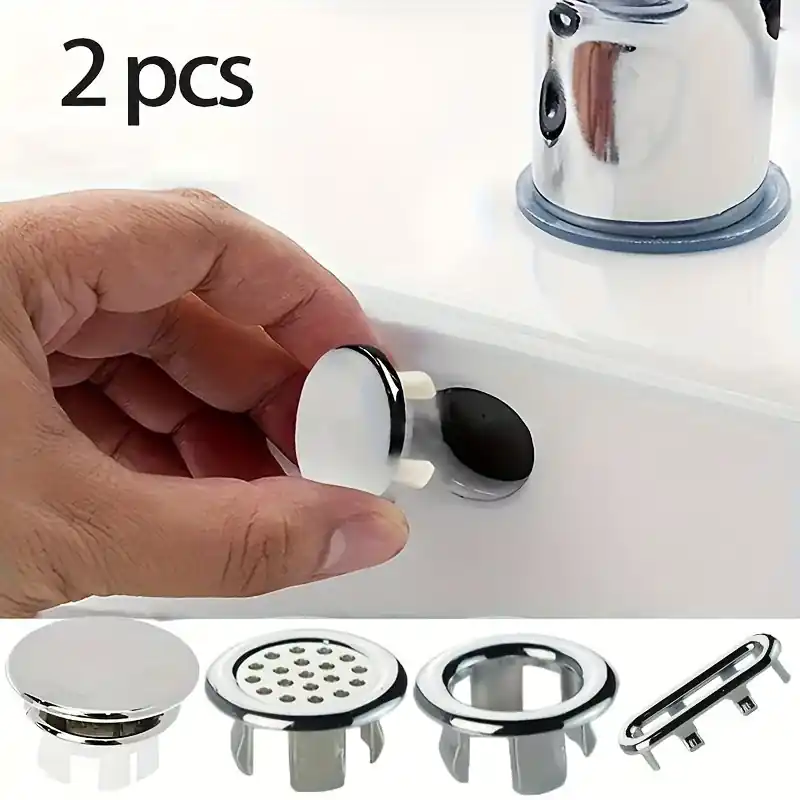 2pcs Round Plastic Bathroom Sink Overflow Covers Bathtub Drain Plugs