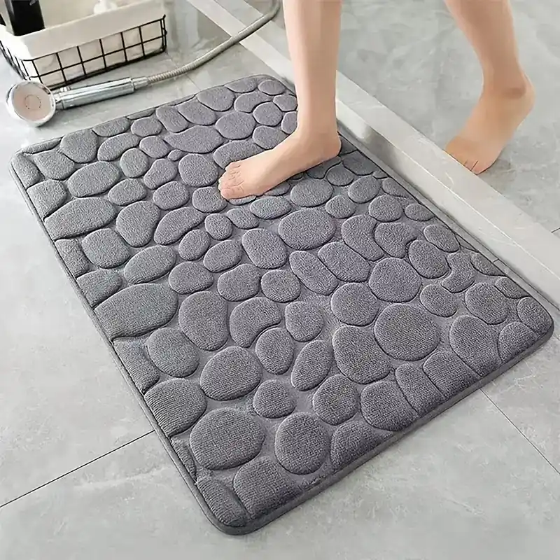 Memory Foam Cobblestone Bath Mat Nonslip Absorbent Washable Rug
