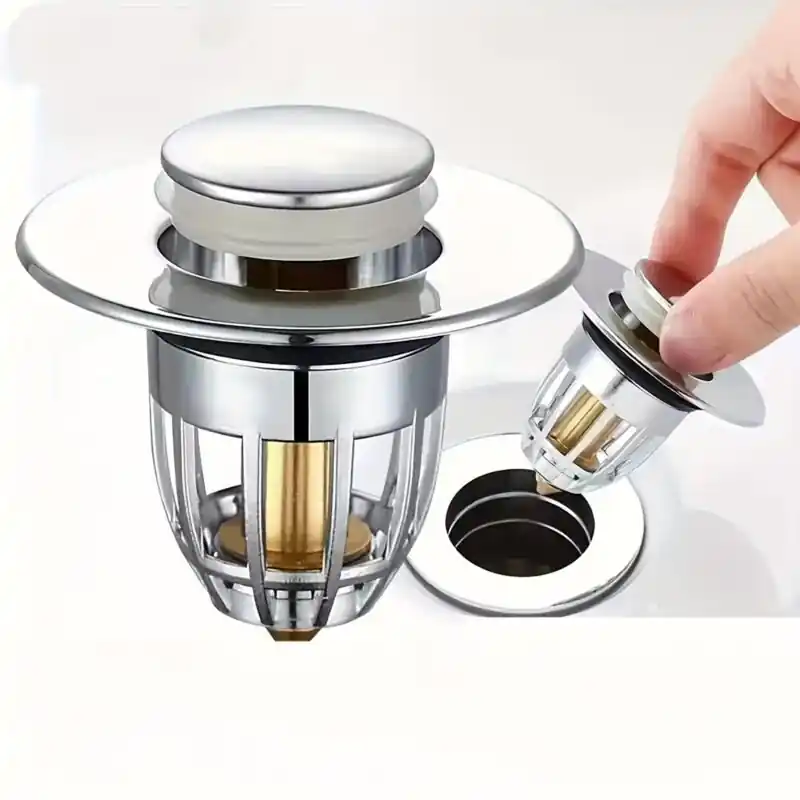 Universal Bathroom Sink Stopper Antiodor Copper Core Hair Catcher Drain Plug