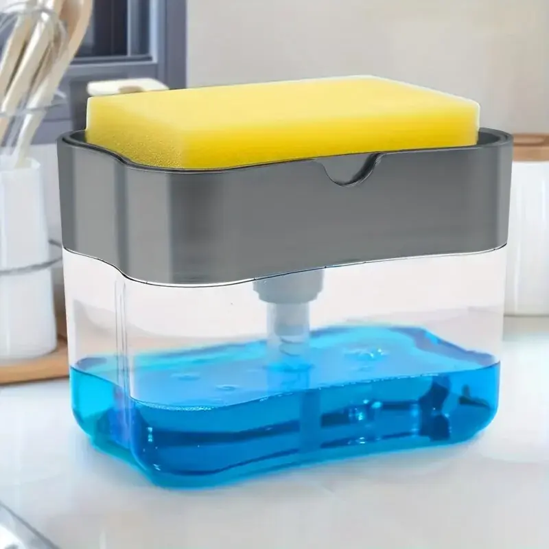 Elegant Metallic Soap Pump Dispenser With Sponge Caddy Modern Kitchen Essential