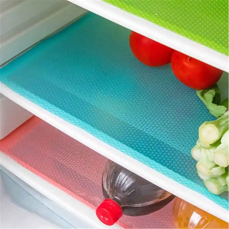 4pcs Waterproof Nonslip Refrigerator Shelf Liners Easy Clean Oilproof