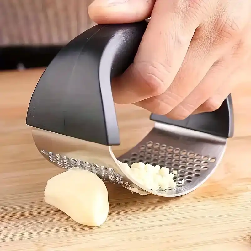 Ergonomic Stainless Steel Garlic Press Easy Clean Durable Mincer
