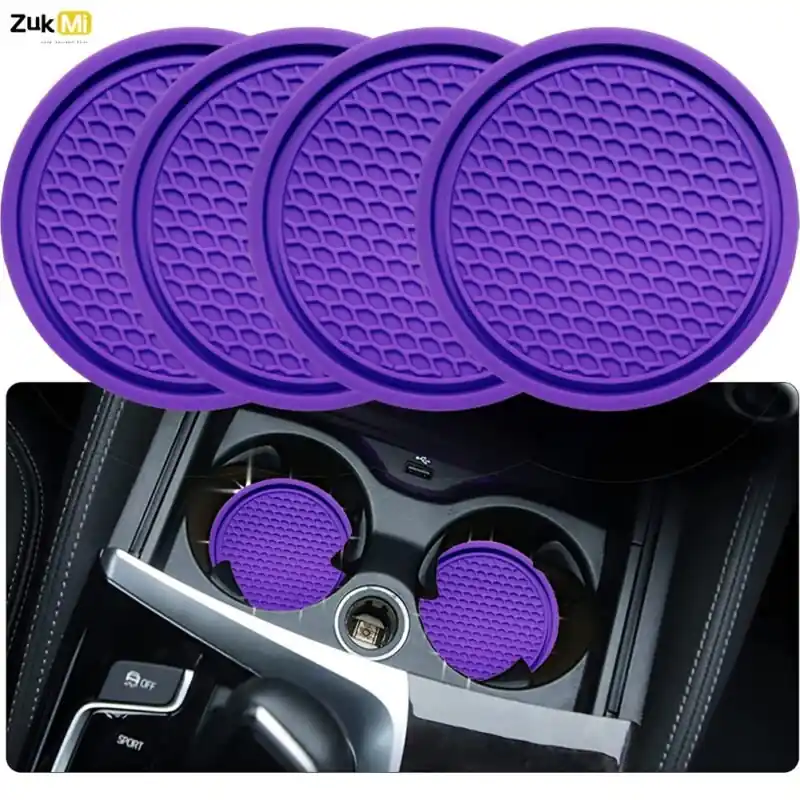 4pcs Zukmi Car Cup Coasters Universal Fit Antislip Easyclean