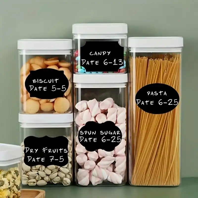 36pcs Waterproof Reusable Vinyl Food Storage Labels Erasable Kitchen Essentials