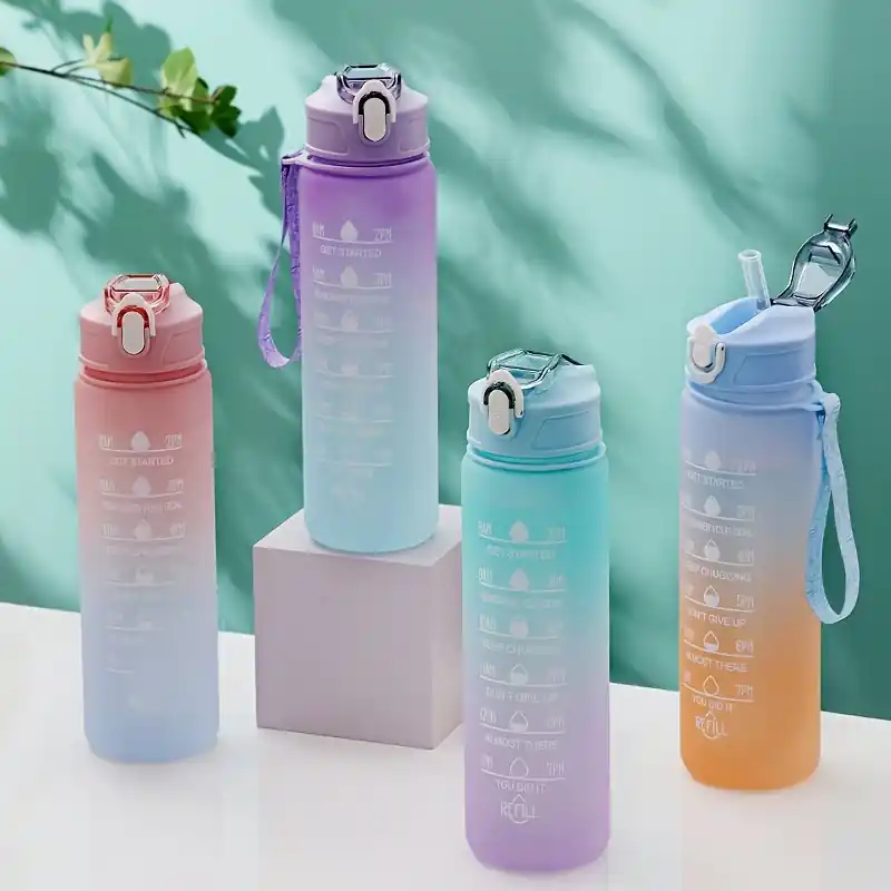 32oz Motivational Time Marker Water Bottle With Straw Bpafree Fitness Hiking