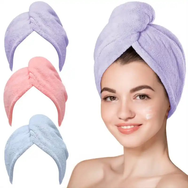 Spacethemed Quickdry Microfiber Hair Towel Wrap Antifrizz Soft Absorbent