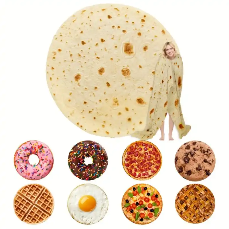 Ultrarealistic Food Blanket Set Tortilla Pizza Donut Cozy Gift
