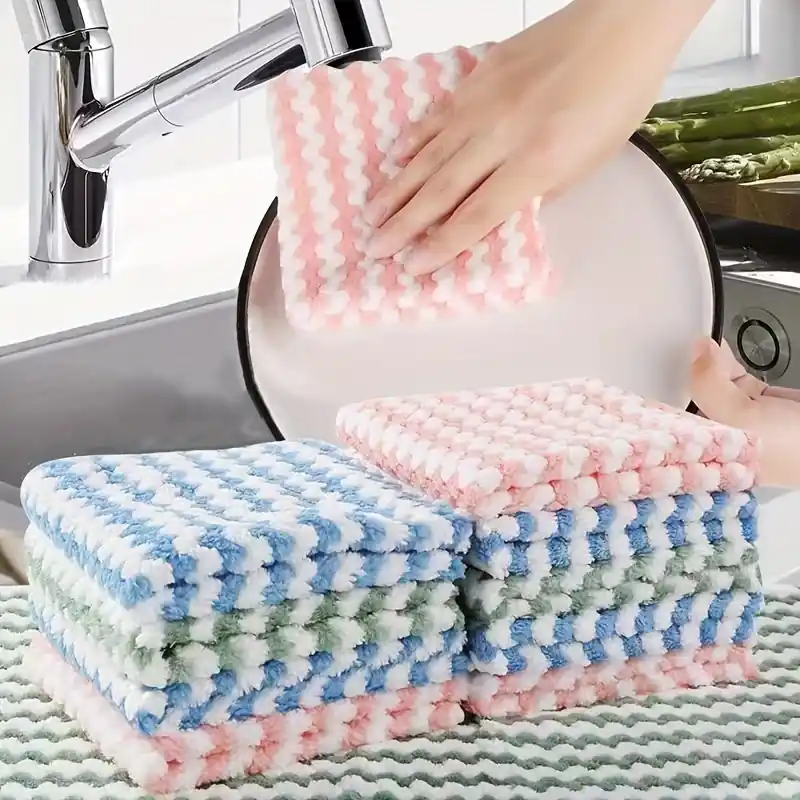 10piece Super Absorbent Kitchen Towel Set Thick Oilfree Multicolor