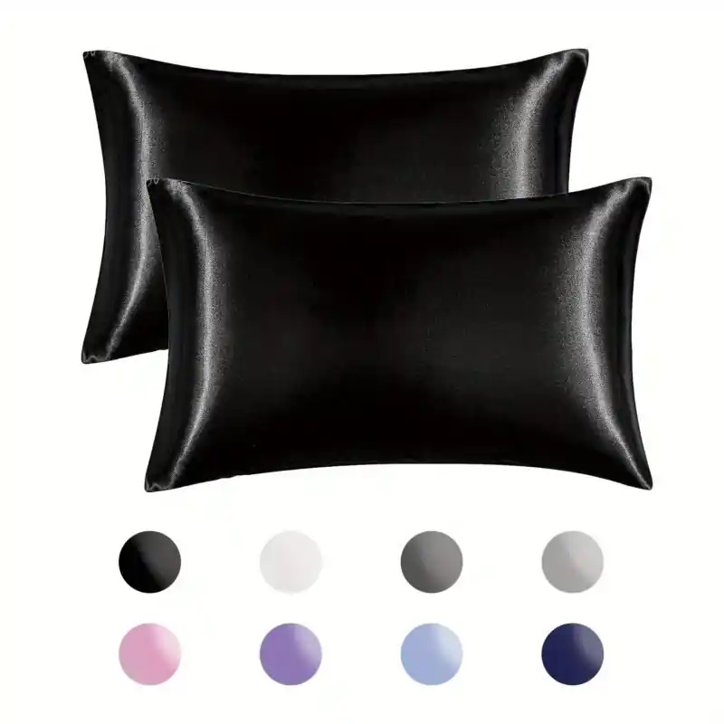 2pcs Satin Pillowcases Smooth Antiwrinkle Hairfriendly Durable Polyester