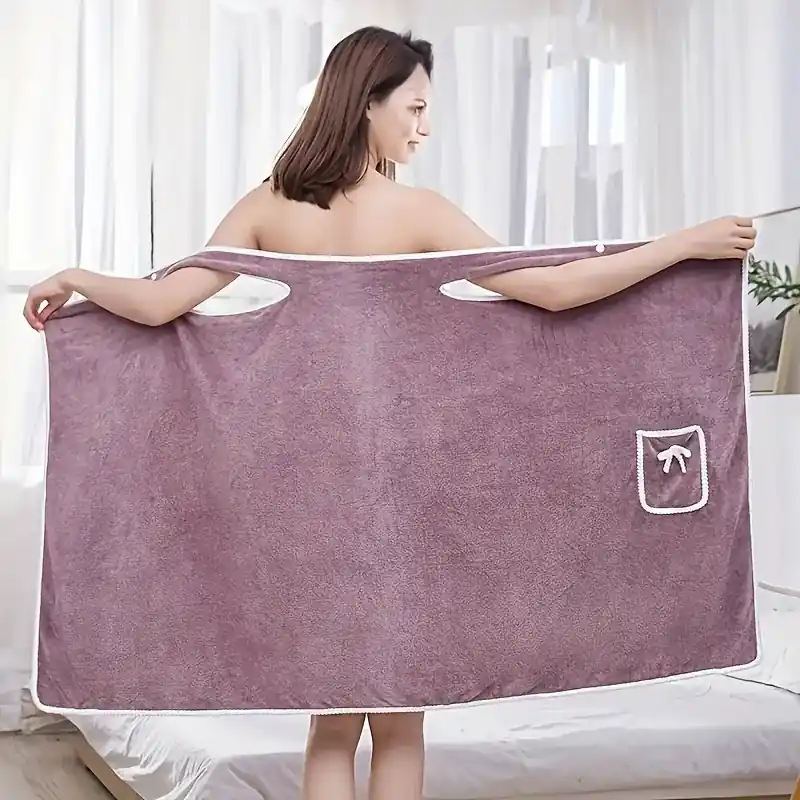 Soft Coral Velvet Bath Towel Wrap Quick Dry Absorbent Spa