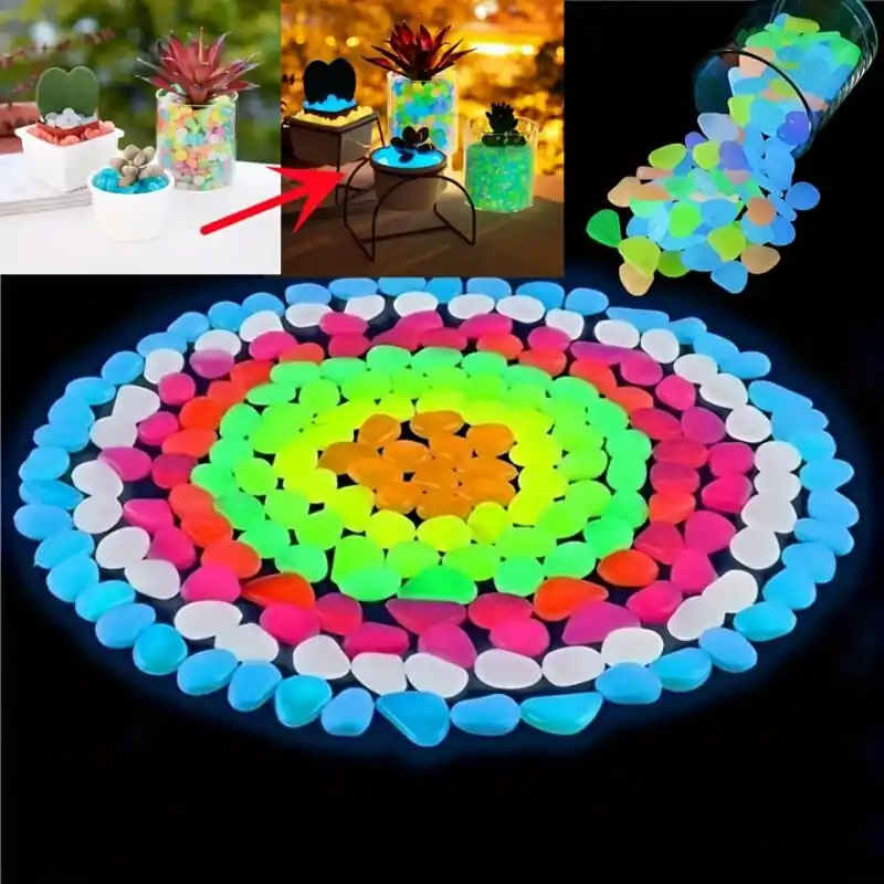 100pcs Glow In The Dark Stones Aquarium Garden Terrarium Decor