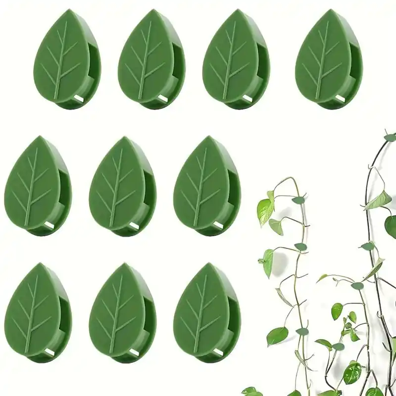 10pcs Green Selfadhesive Plant Climbing Wall Hooks Durable Reusable Clips