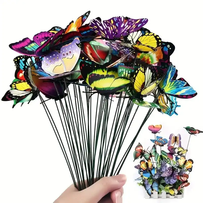 25pcs Luminous Butterfly Garden Stakes Glowinthedark Outdoor Decor