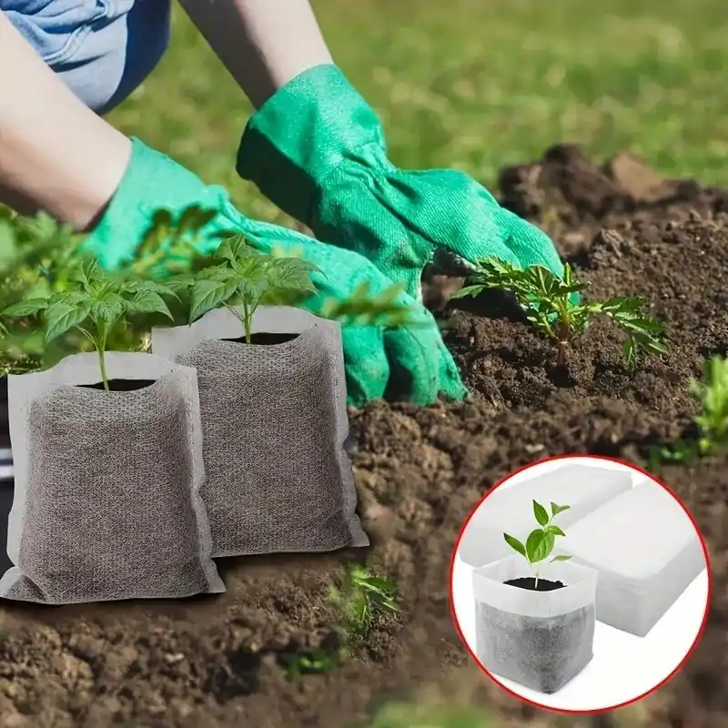 100pcs Biodegradable Seed Nursery Bags Nonwoven Fabric Plant Pots