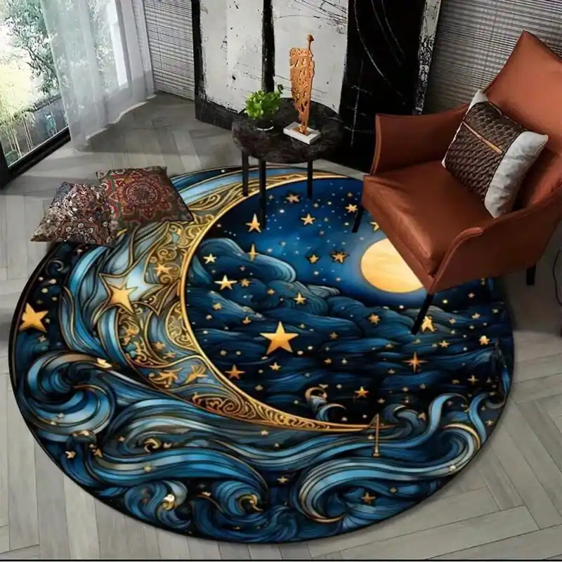 Sun Moon Crystal Velvet Rug Soft Durable Fantasy Decor For Home