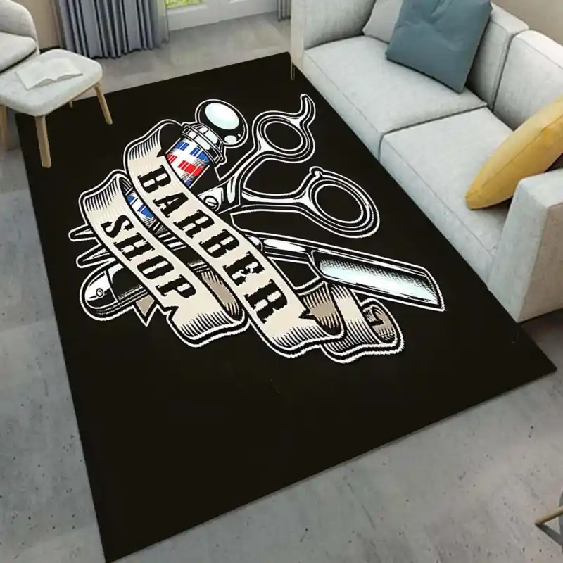 Extralarge Crystal Velvet Barber Floor Rug Nonslip Plush Durable
