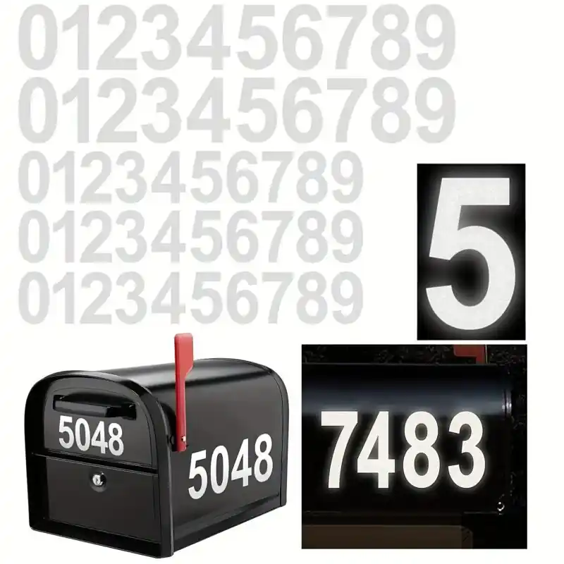 10pcs Reflective Number Stickers Waterproof Selfadhesive Labels For Home Yard