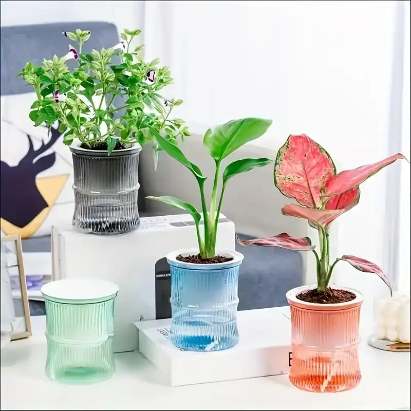 Selfwatering Bamboo Flower Pot Compact Indoor Plant Care Solution