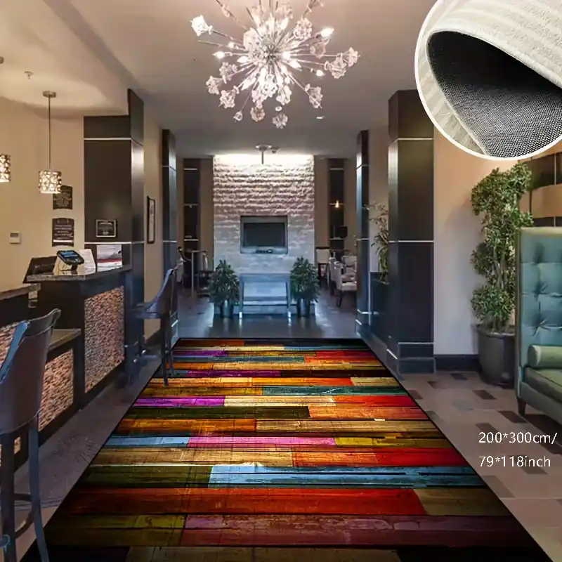 Washable Faux Cashmere Area Rug Vibrant Nonslip Design For Office