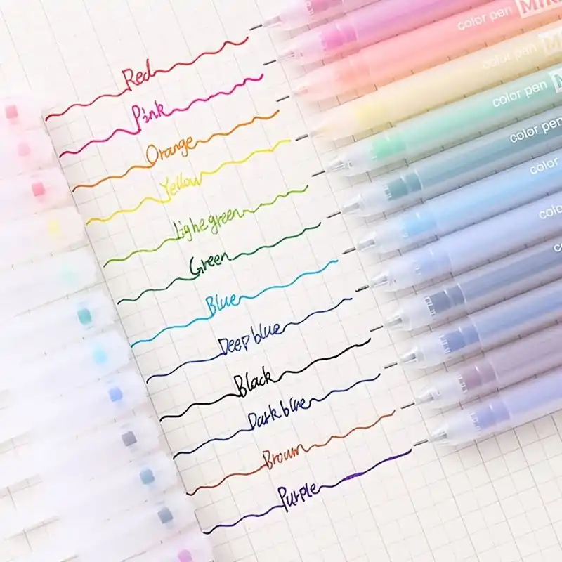12color Gel Ballpoint Pens Set 05mm Fine Point For School Office