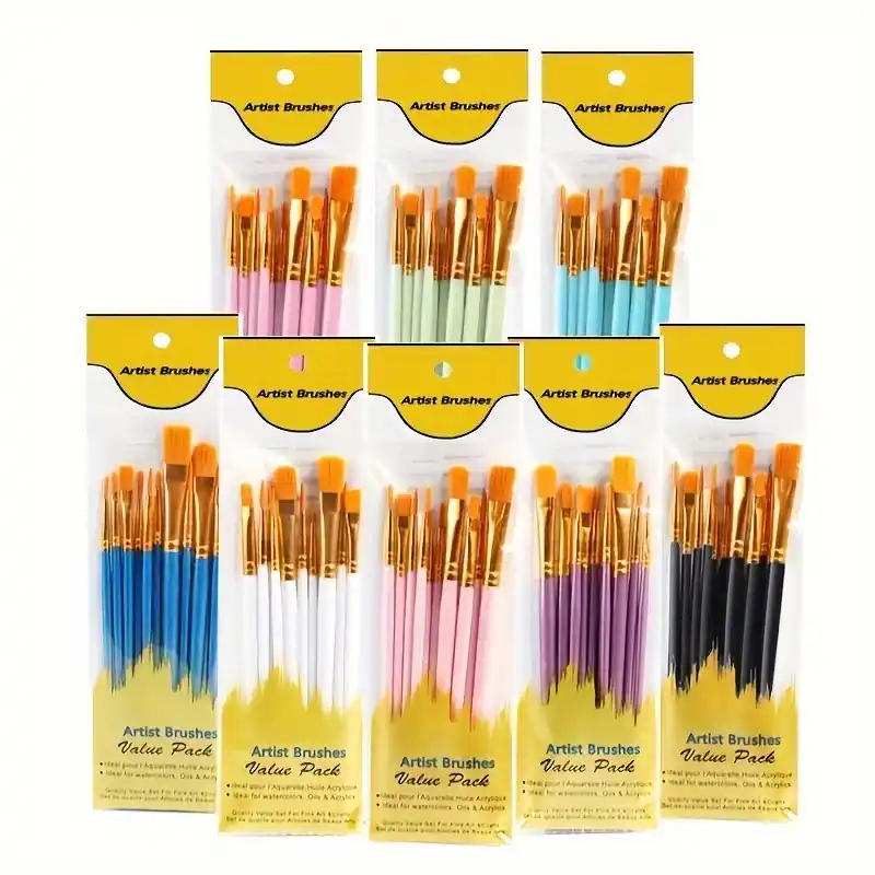 10piece Nylon Artist Paintbrush Set Versatile For Acrylic Oil Watercolor