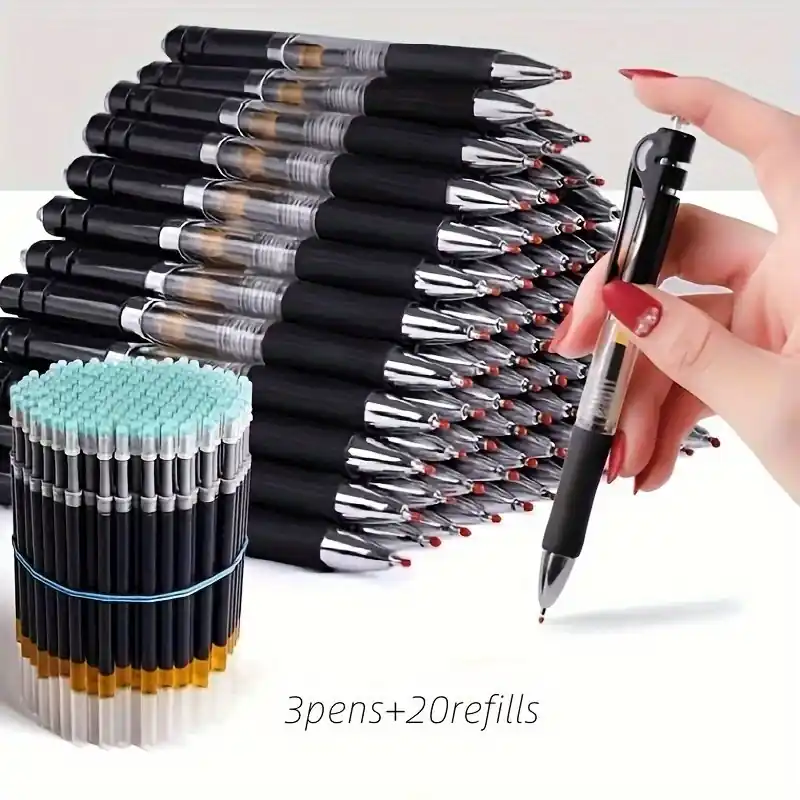 3pack Retractable Ballpoint Pens With 20 Refills Blackredblue Ink