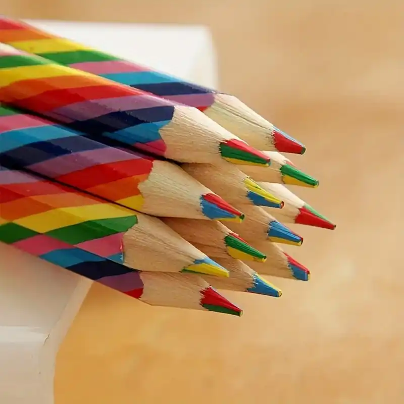Vibrant Rainbow Pencils Set Unique Art For Kids Artists