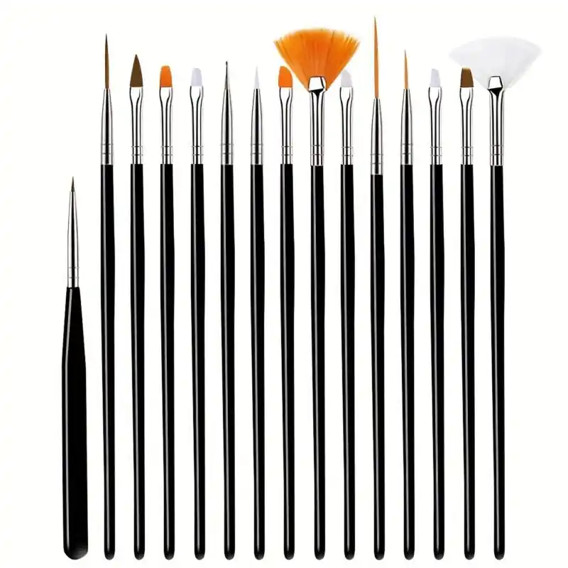 15pcs Precision Detail Paint Brush Set For Acrylic Watercolor Oil Models