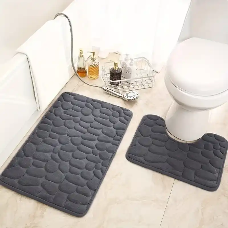 Pebble Embossed Antiskid Bathroom Doormat Absorbent Minimalist Mat