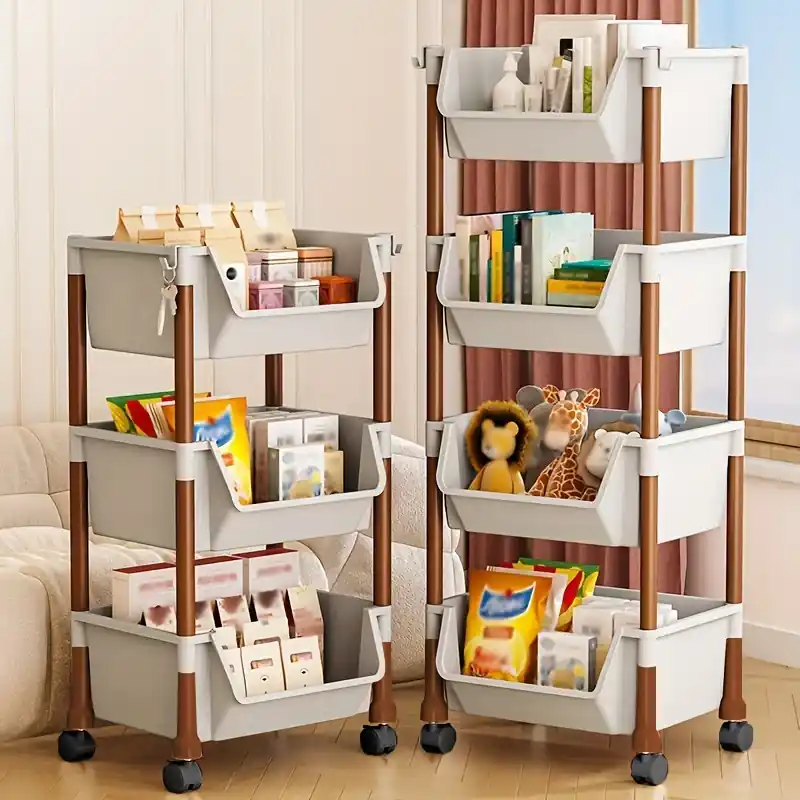 Multitier Rolling Plastic Storage Cart With Wheels Versatile Organizer