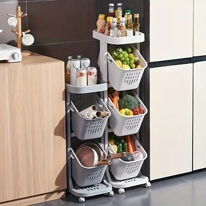 Rolling Utility Cart With Smooth Wheels Spacesaving Storage For Home Office