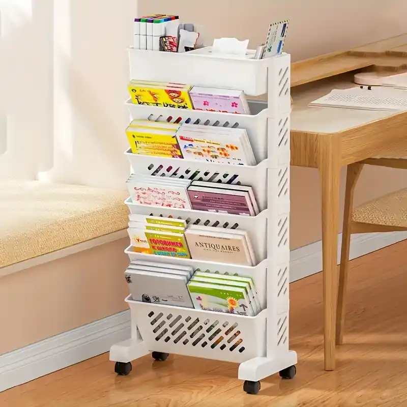 6tier Spacesaving Bookshelf With Adjustable Desk Pen Holder For Office
