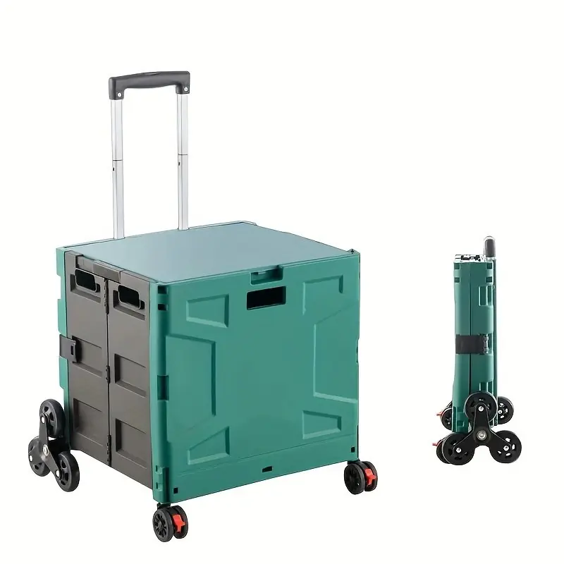 Compact Foldable Rolling Shopping Cart 360 Wheels Adjustable Handle Weatherproof