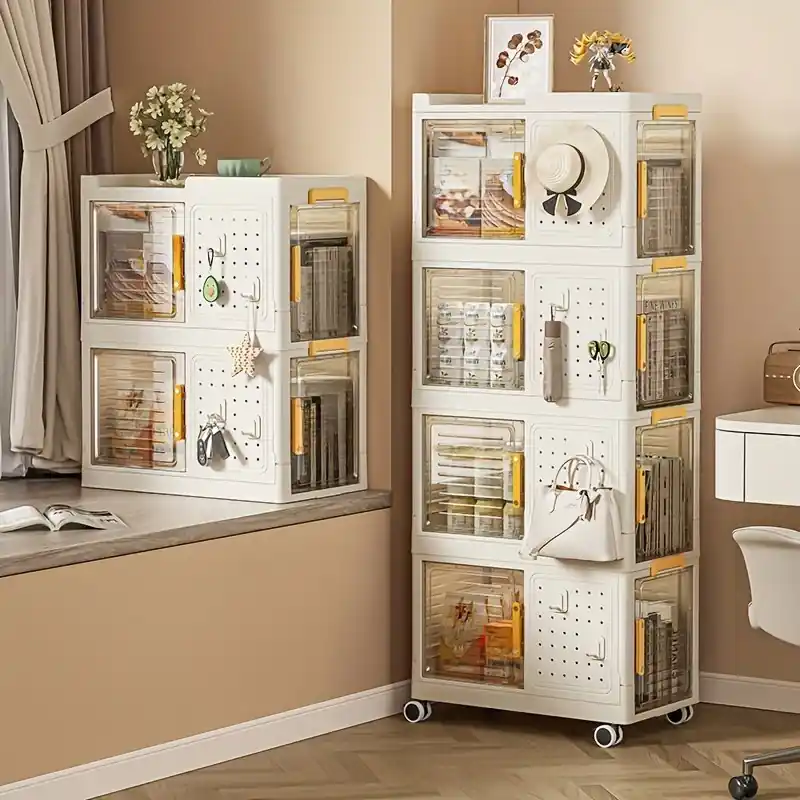 Adjustable Multitier Desktop Storage Rack With Wheels Home Organization Solution