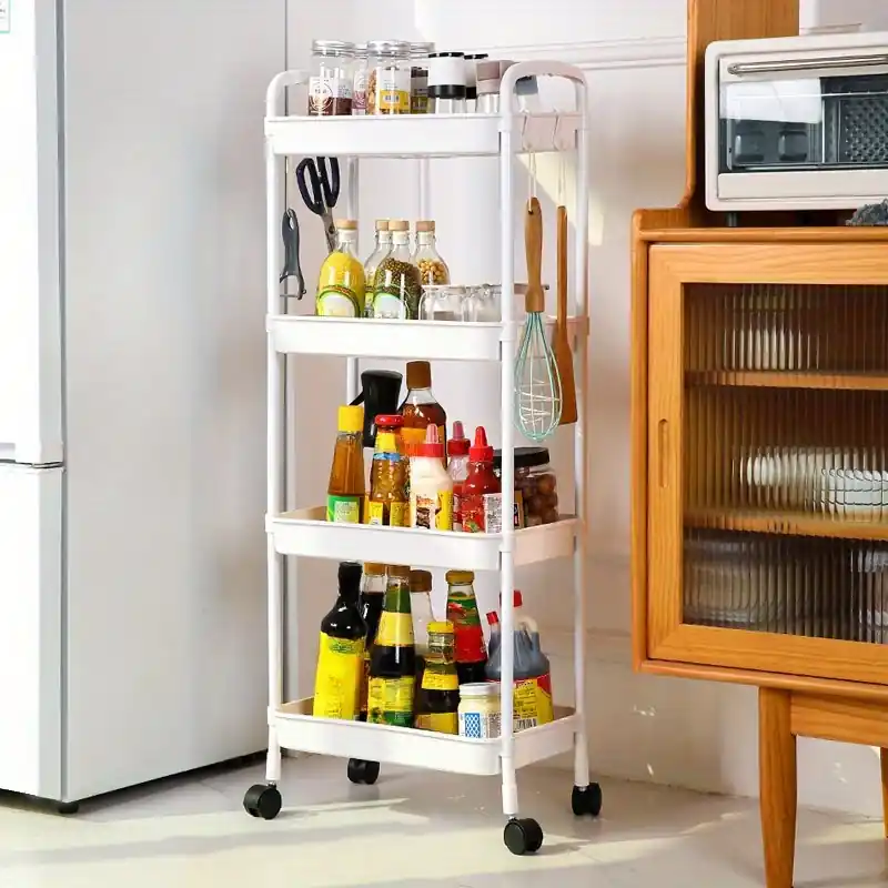 4 Tier Mobile Bookshelf With Wheels Office School Storage Cart
