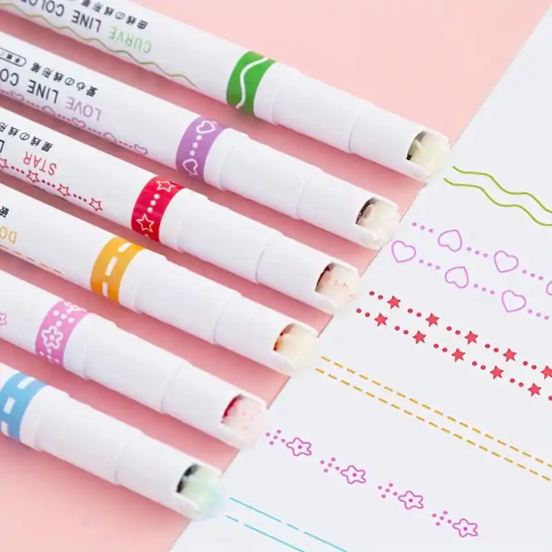 Vibrant Curve Pen Highlighter Set 6color Fine Tip For Precise Notes