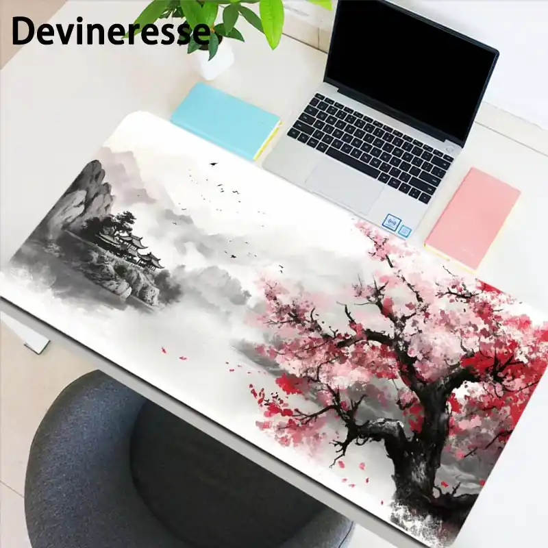 Japanese Cherry Blossoms Large Gaming Mouse Pad Nonslip Smooth Surface