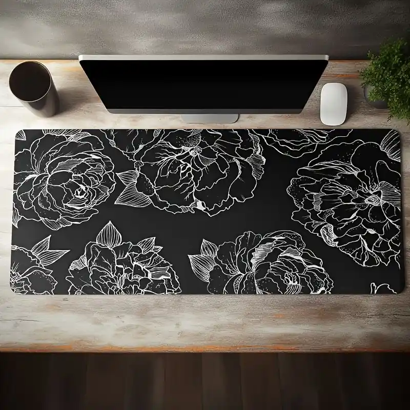 Flower Design Extended Mouse Pad Nonslip Waterproof Office Gaming Mat