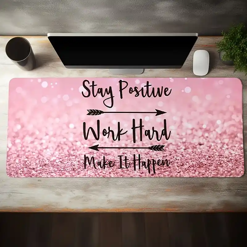 Extra Large Shimmering Pink Glitter Mouse Pad Nonslip Waterproof