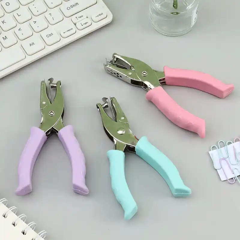 Assorted Pastel Macaron Color Single Hole Punch 25inch Office Tool